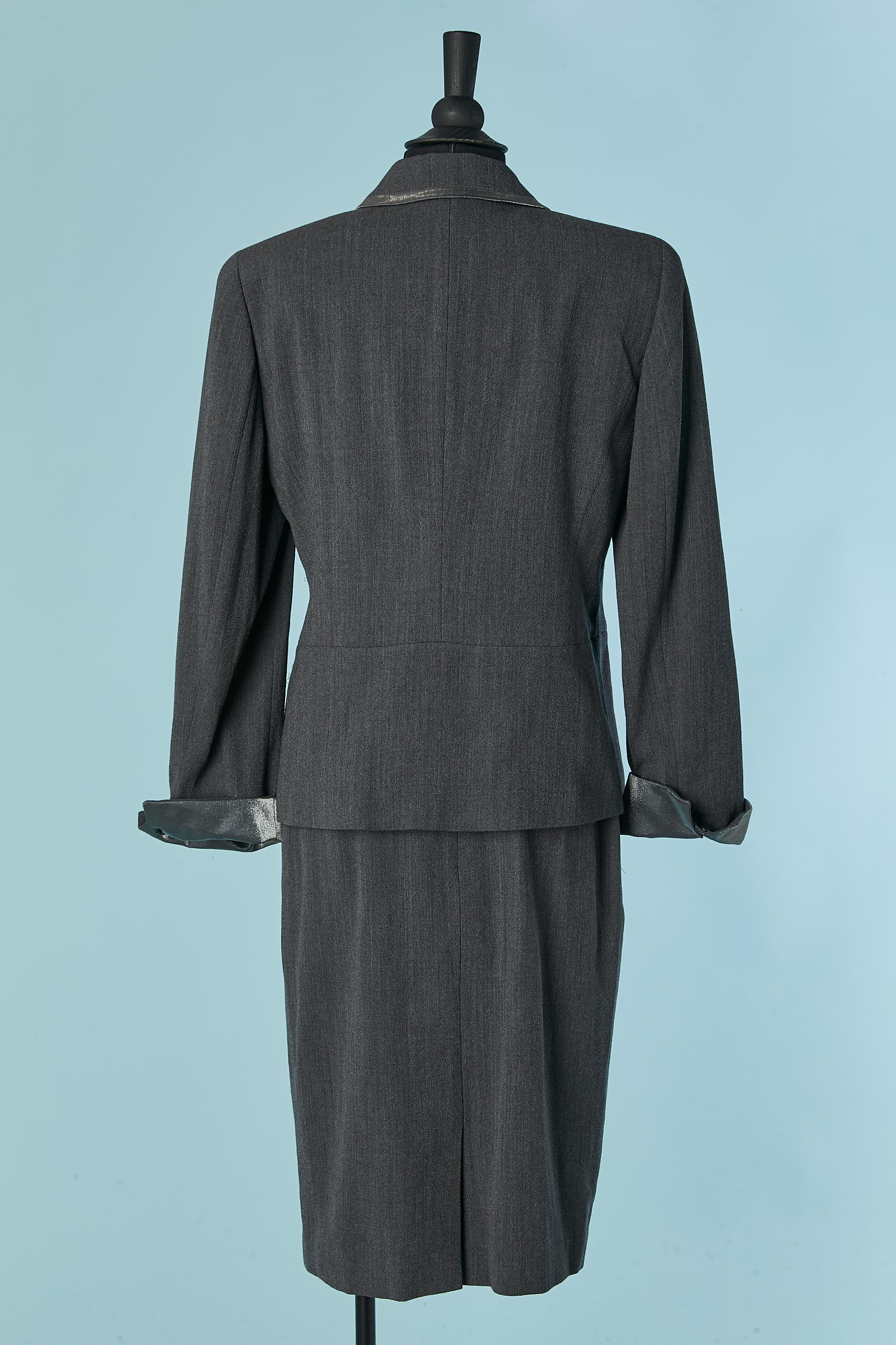 Grey skirt suit with shiny fabric edge LOUIS FERAUD in vendita 1