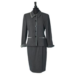 Grey skirt suit with shiny fabric edge LOUIS FERAUD