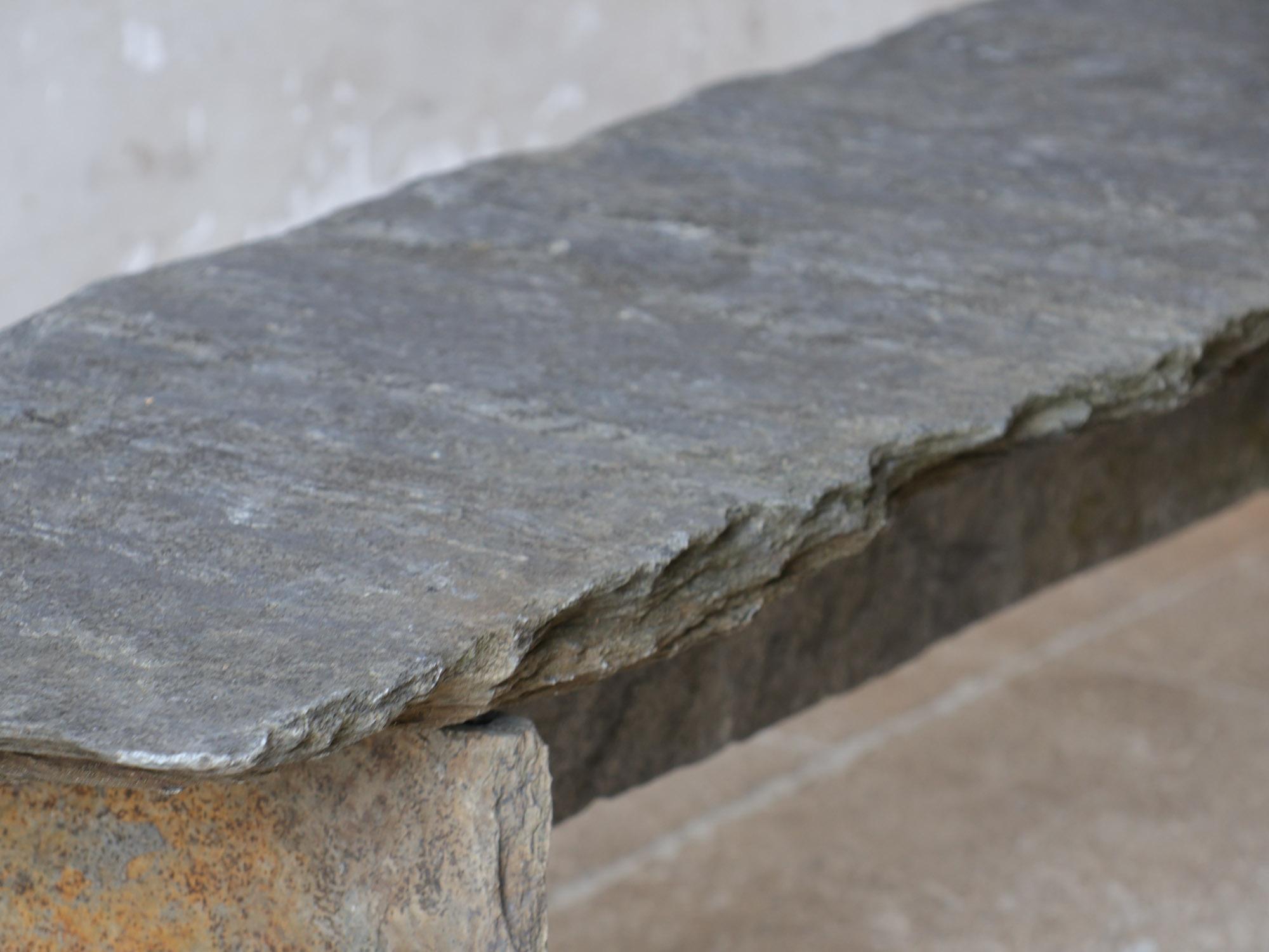 Grey Slate Narrow and Low Coffeetable made of Antique Slate Slabs 5