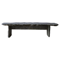 Grey Slate Narrow and Low Coffeetable made of Antique Slate Slabs