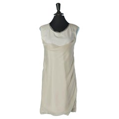 Grey sleeveless cotton jersey dress with overlay in silk chiffon Chloé