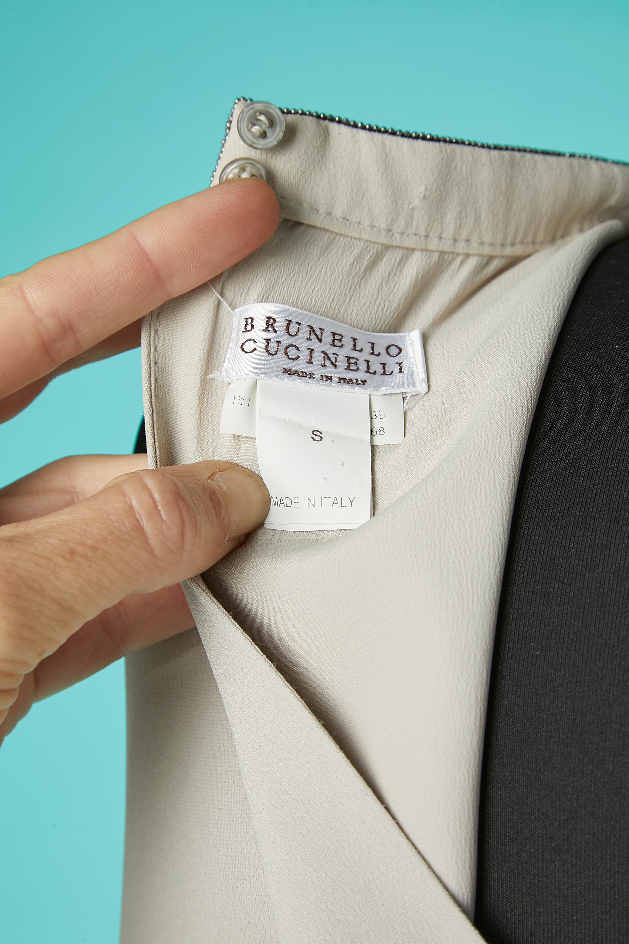 Grey sleeveless jumpsuit with rhinestone collar Brunello Cucinelli  For Sale 2