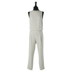 Grauer ärmelloser Grauer Jumpsuit mit Strasskragen Brunello Cucinelli 