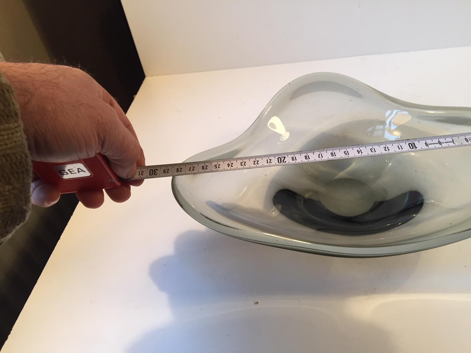 Mid-20th Century Grey Smoke Glass Bowl by Per Lütken for Holmegaard, Denmark, 1960s For Sale