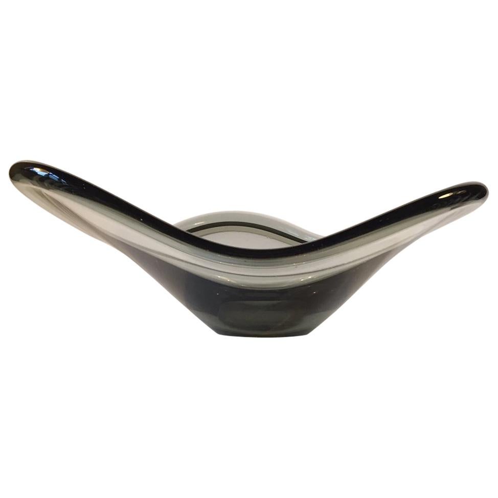 Grey Smoke Glass Bowl by Per Lütken for Holmegaard, Denmark, 1960s For Sale