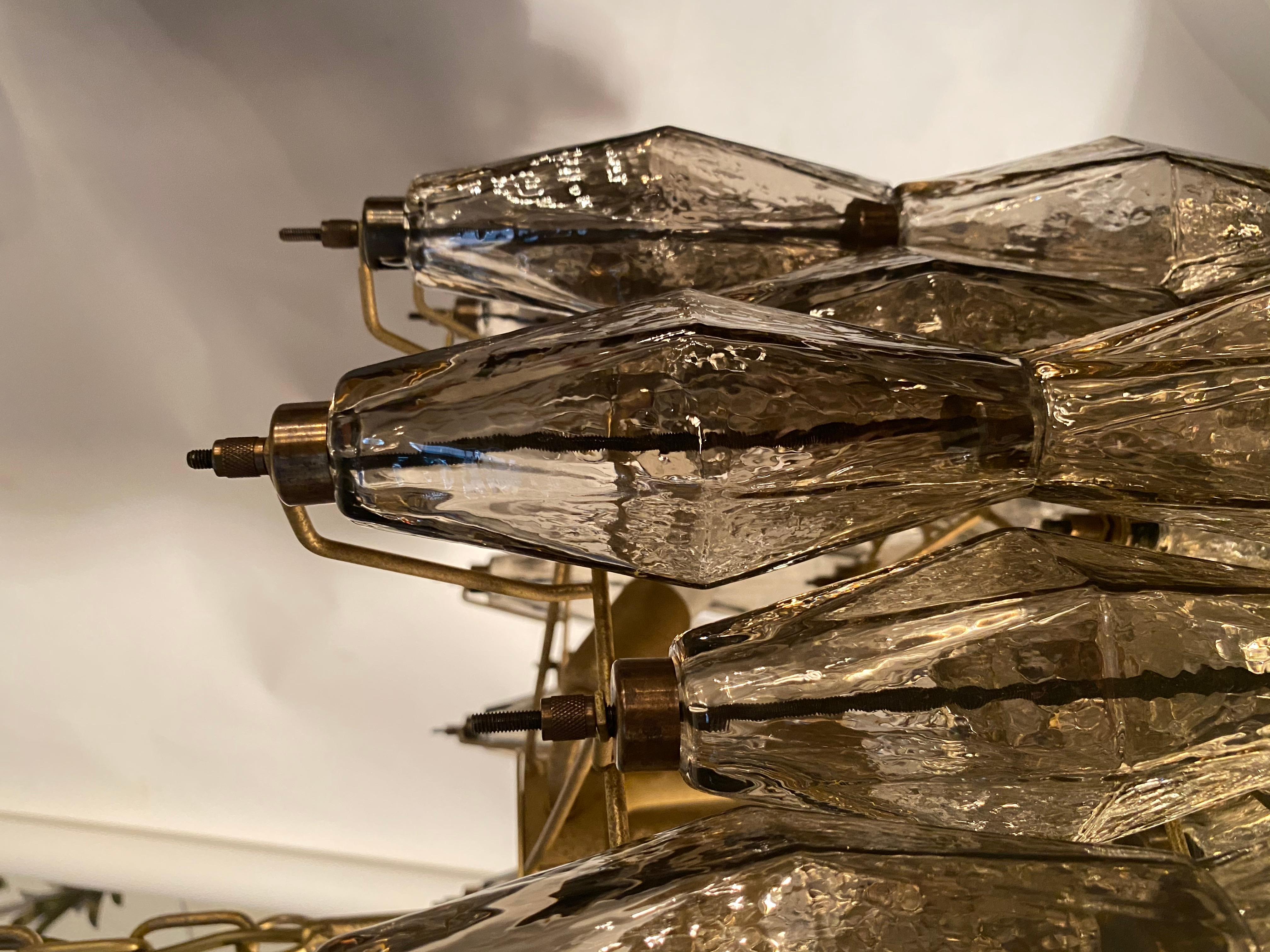 Lampadario moderno in vetro di Murano grigio fumo Poliedri in vendita 4