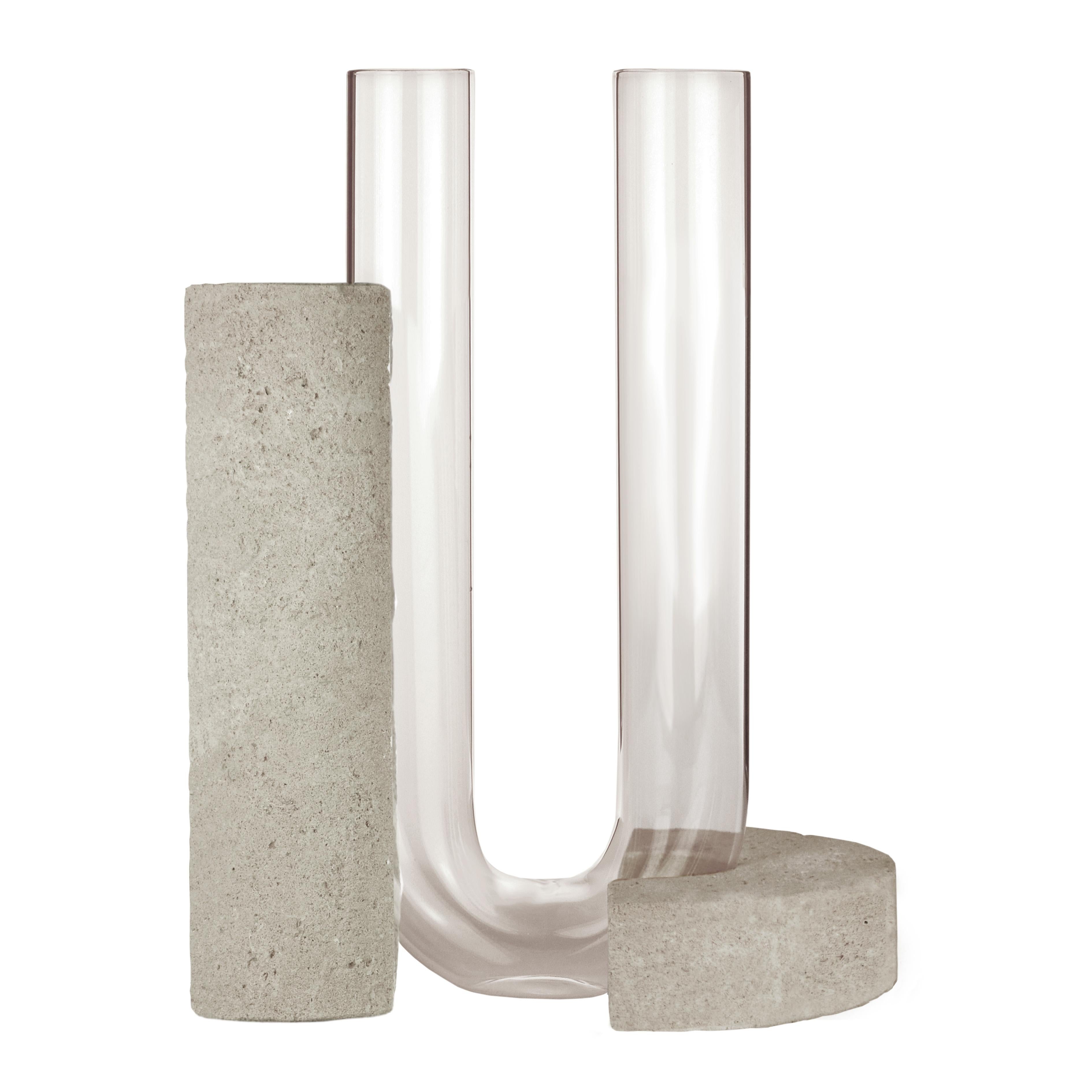 Grey-smoked Cochlea della Consapevolezza soils edition vase by Coki Barbieri
Dimensions: W 24 x D 14 x H 30 cm.
Materials: Handcrafted stone made with Matera stone fragments, sedimentary rocks of the Italian Apennines and pure water, black mineral