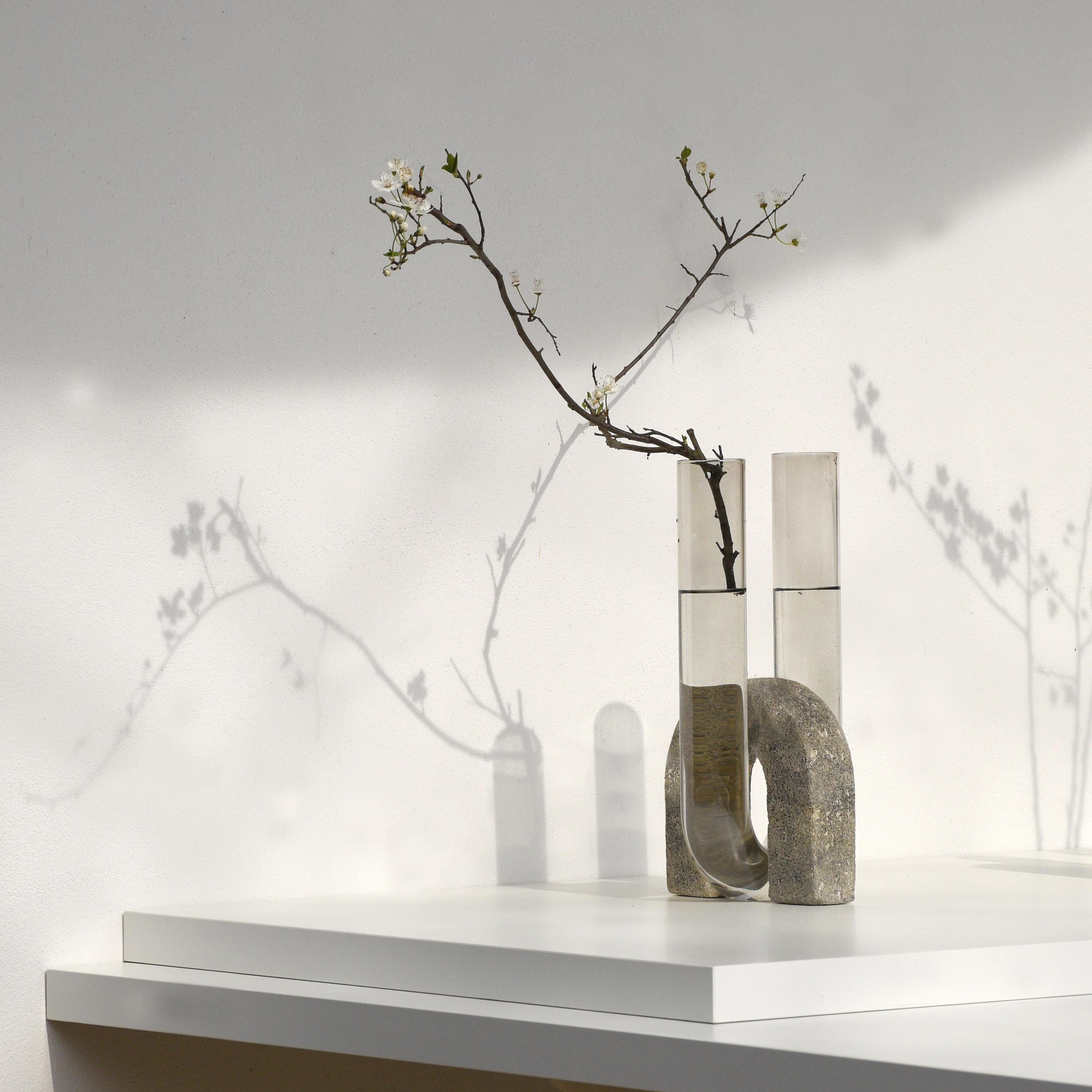 Post-Modern Grey-Smoked Cochlea Della Liberazione Soils Edition Vase by Coki Barbieri For Sale