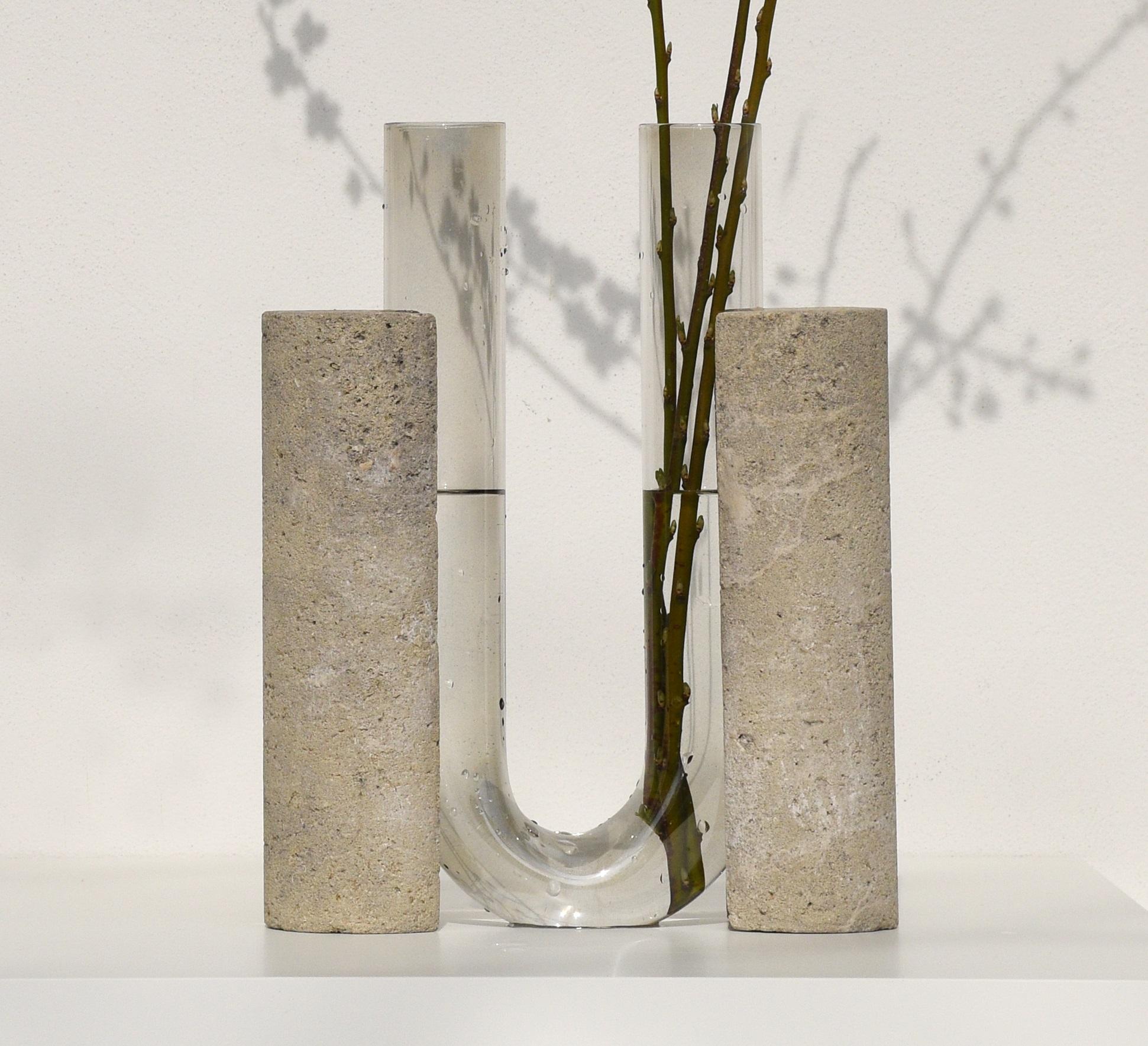 Post-Modern Grey-Smoked Cochlea Dello Sviluppo Soils Edition Vase by Coki Barbieri For Sale