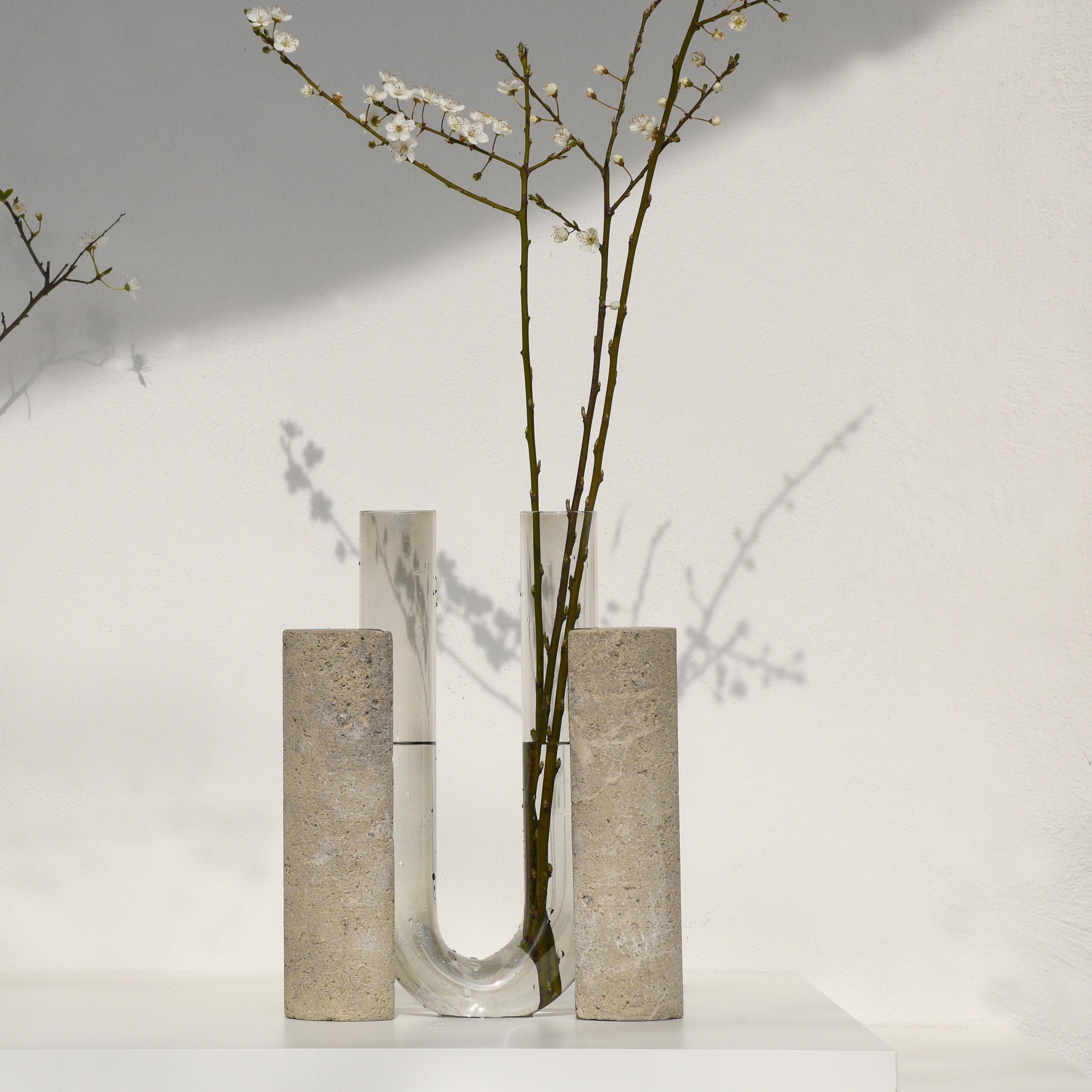 Hand-Crafted Grey-Smoked Cochlea Dello Sviluppo Soils Edition Vase by Coki Barbieri For Sale