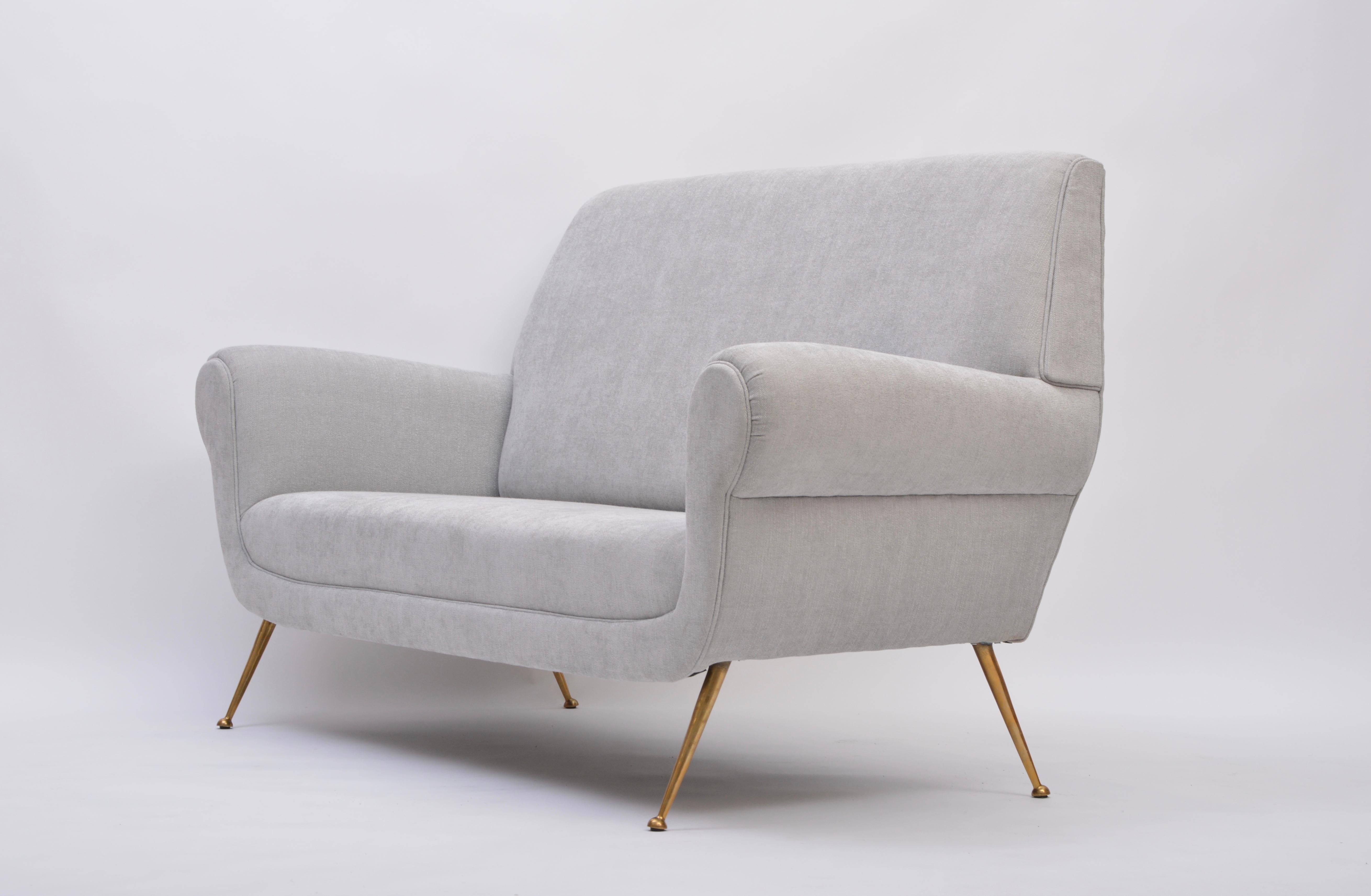 Italian Reupholstered Grey Sofa by Gigi Radice for Minotti, 1950s