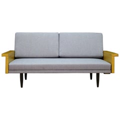 Grey Sofa Danish Design Retro Classic 1960s Oak