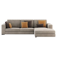 Grey Sofa with Chaise Longue in Fabric, Portuguese Contemporary Upholstered