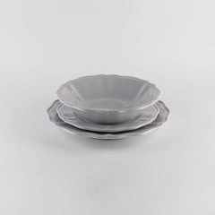 Grey Soup plates serve: Soup, holder, side plate for 4. Handmade in Italy 2024