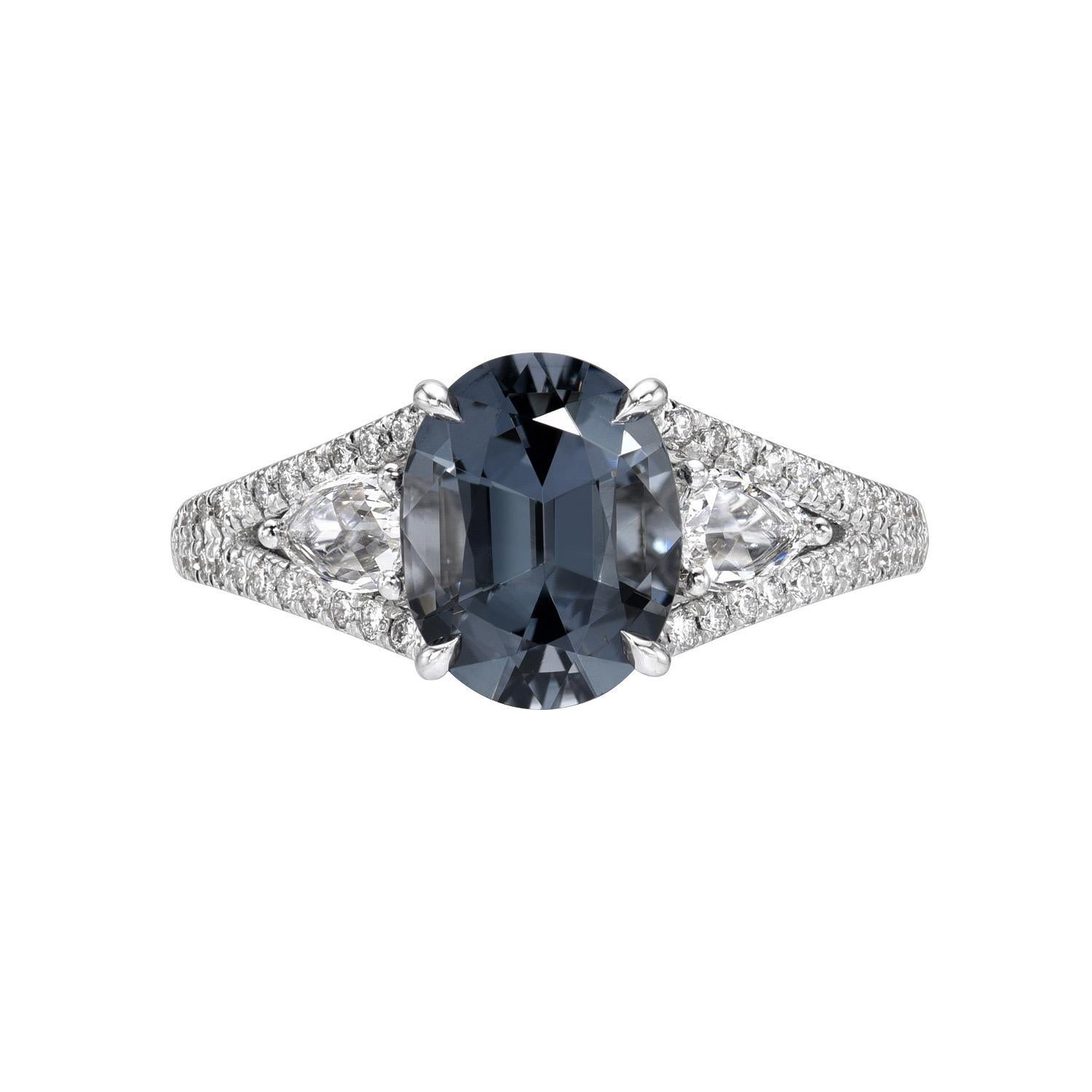 Victorian Grey Spinel Ring Oval 2.49 Carats For Sale