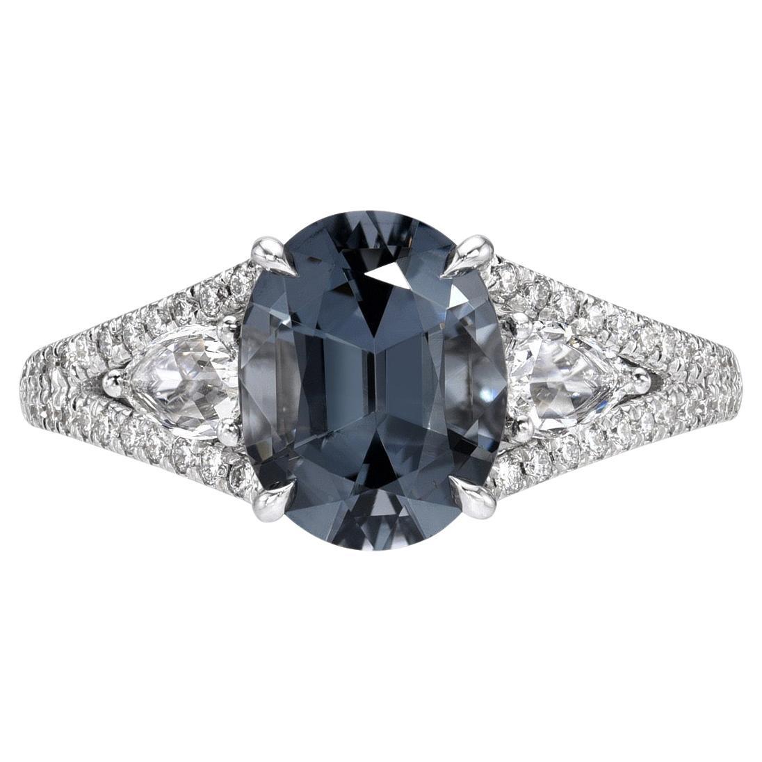 Grey Spinel Ring Oval 2.49 Carats For Sale