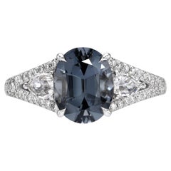 Grey Spinel Ring Oval 2.49 Carats