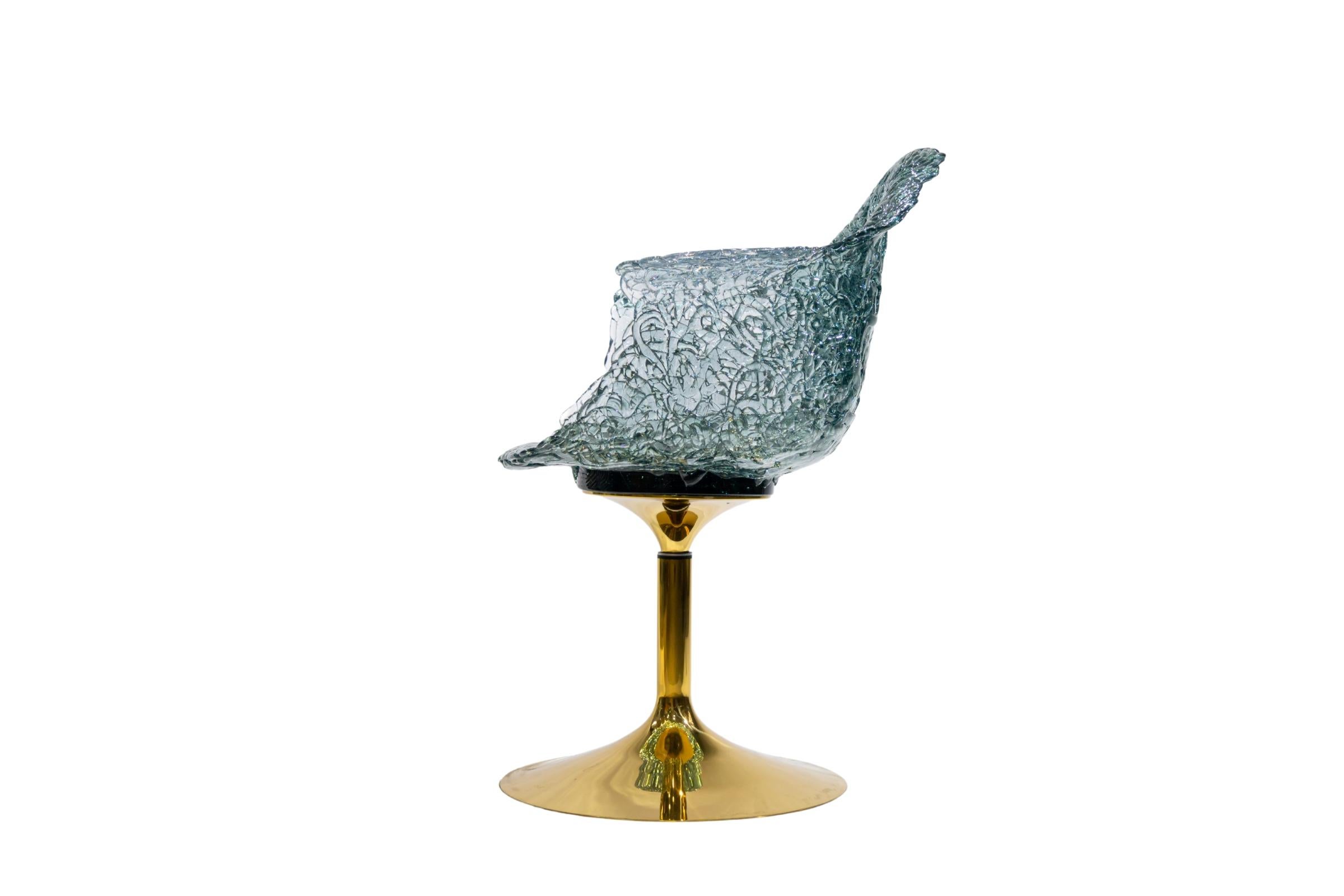 Américain Stitch by Stitch - Chaise d'appoint pivotante moderne et luxueuse, cousue à la main en vente