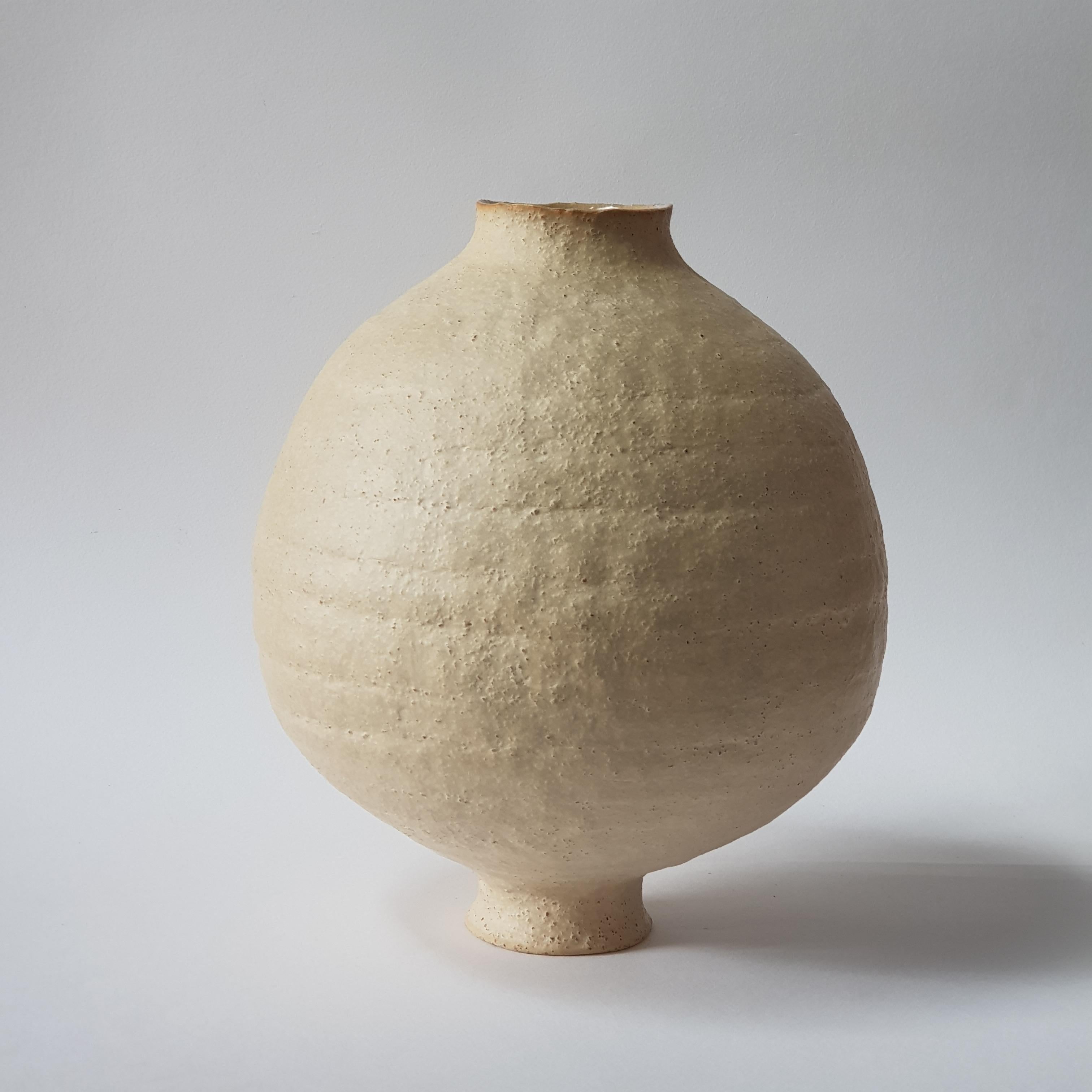Grey Stoneware Coiled Moon Jar by Elena Vasilantonaki For Sale 9