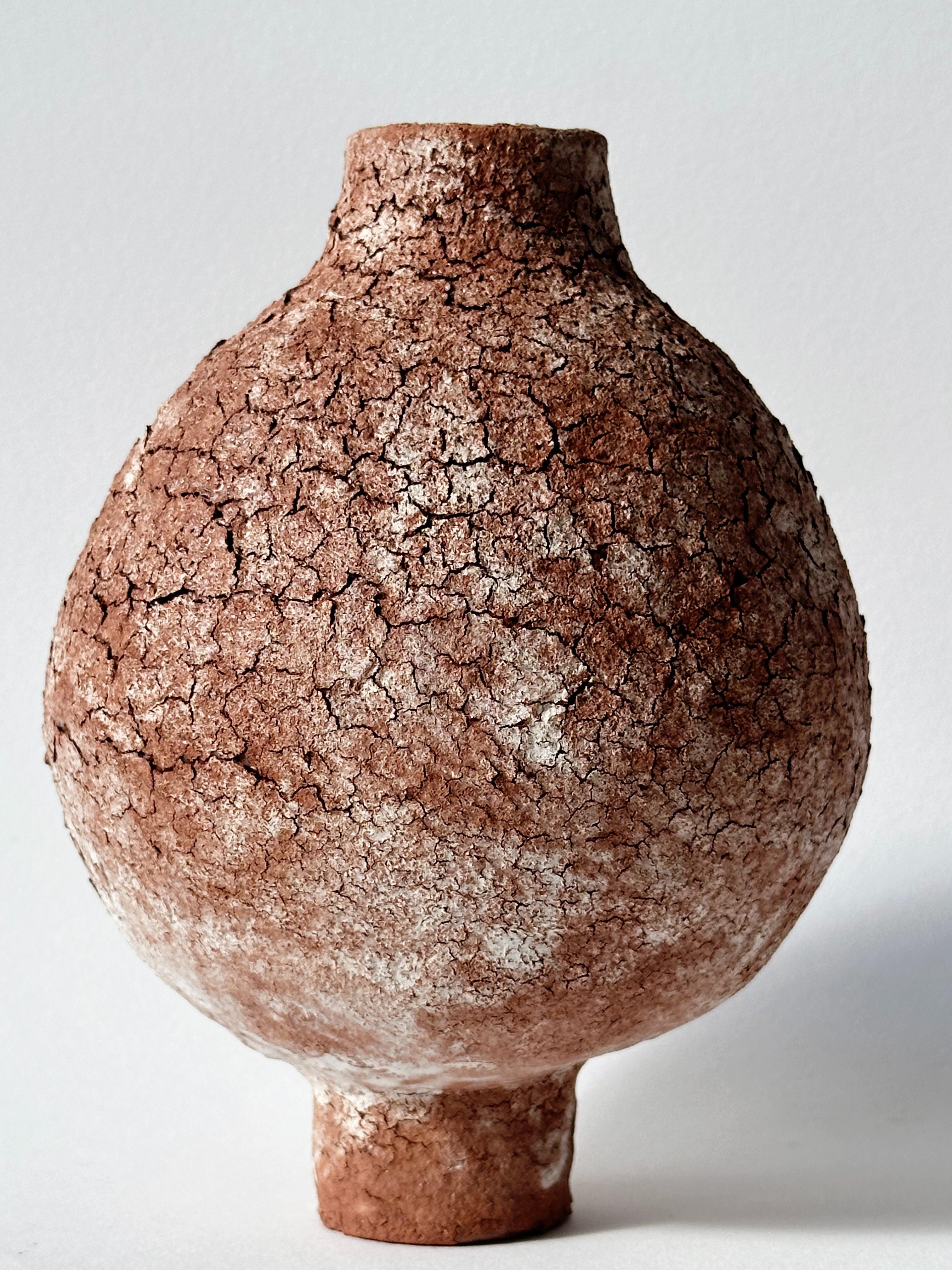 Contemporary Grey Stoneware Coiled Moon Jar by Elena Vasilantonaki For Sale