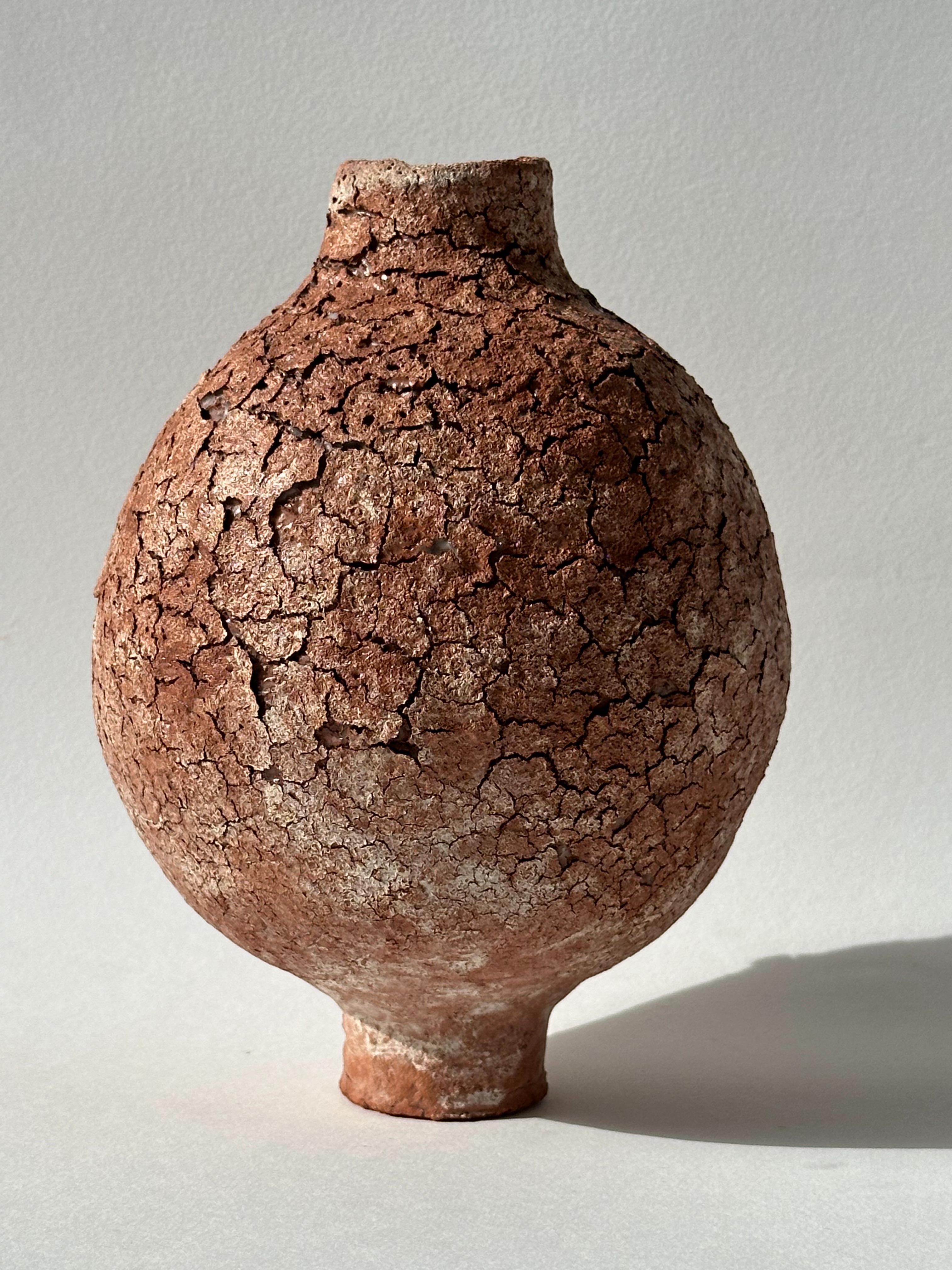 Earthenware Grey Stoneware Coiled Moon Jar by Elena Vasilantonaki For Sale