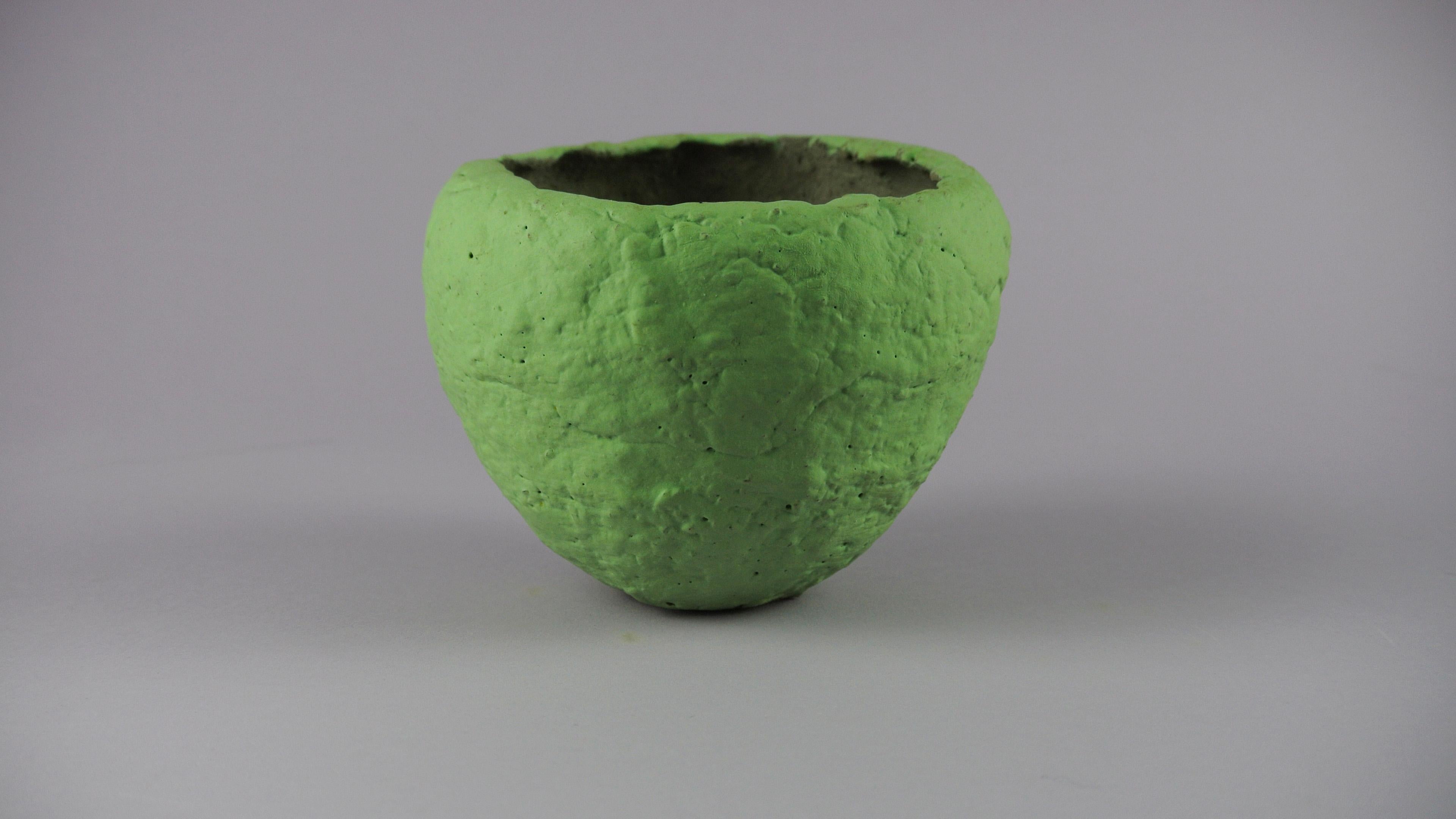 German Grey Stoneware Vessel with Lichen Green Engobe