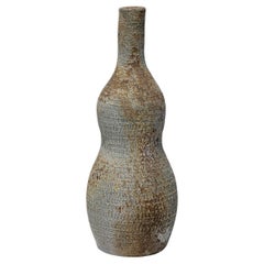 grey stoneware woodfiring ceramic vase or bottle by B. Chassang unique piece
