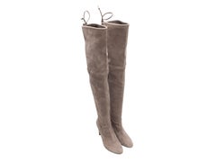 Grey Stuart Weitzman Suede Over-The-Knee Heeled Boots Size 8.5