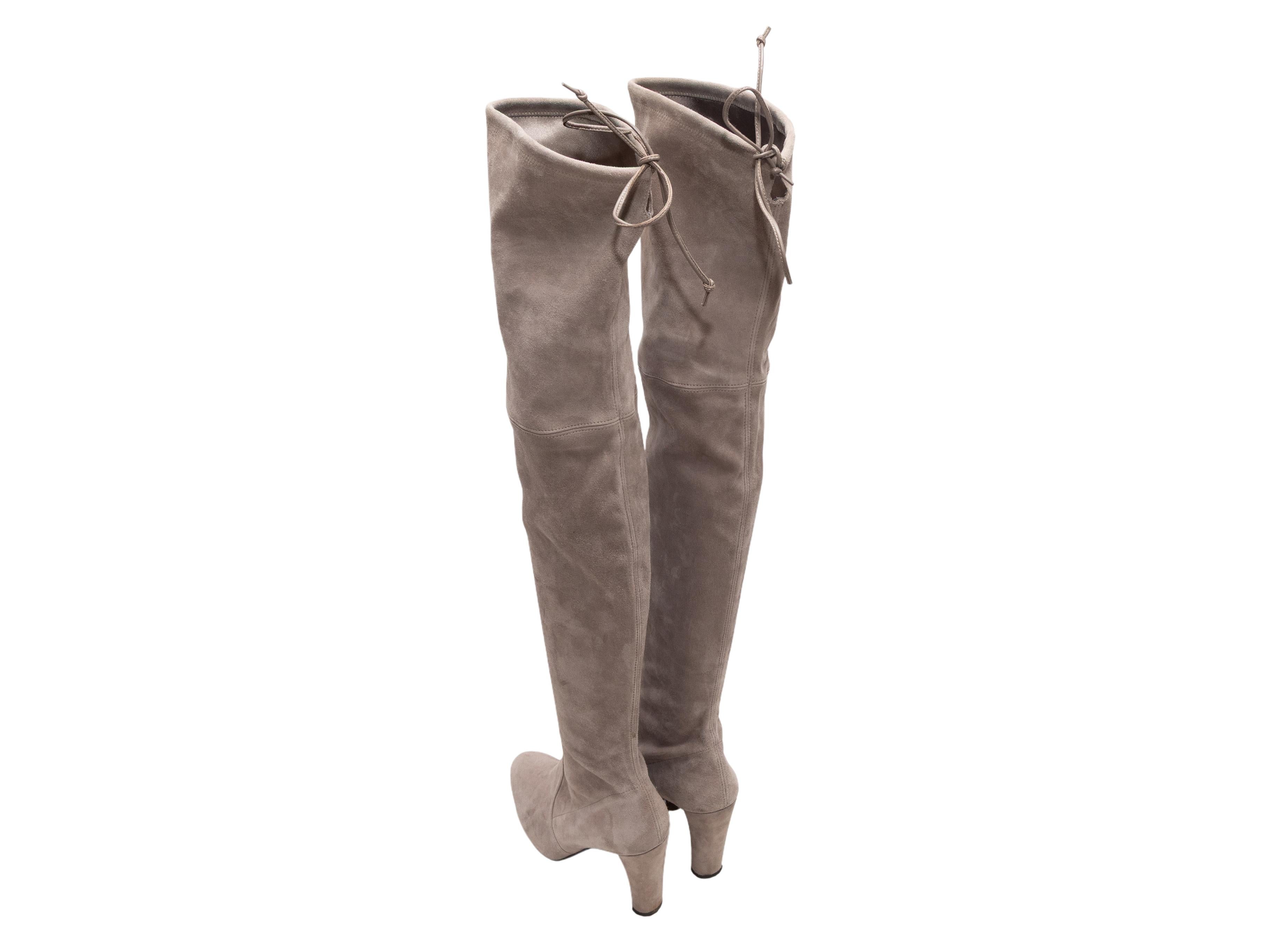 Grigio Grey Stuart Weitzman Suede Over-The-Knee Heeled Boots Size 8.5 in vendita