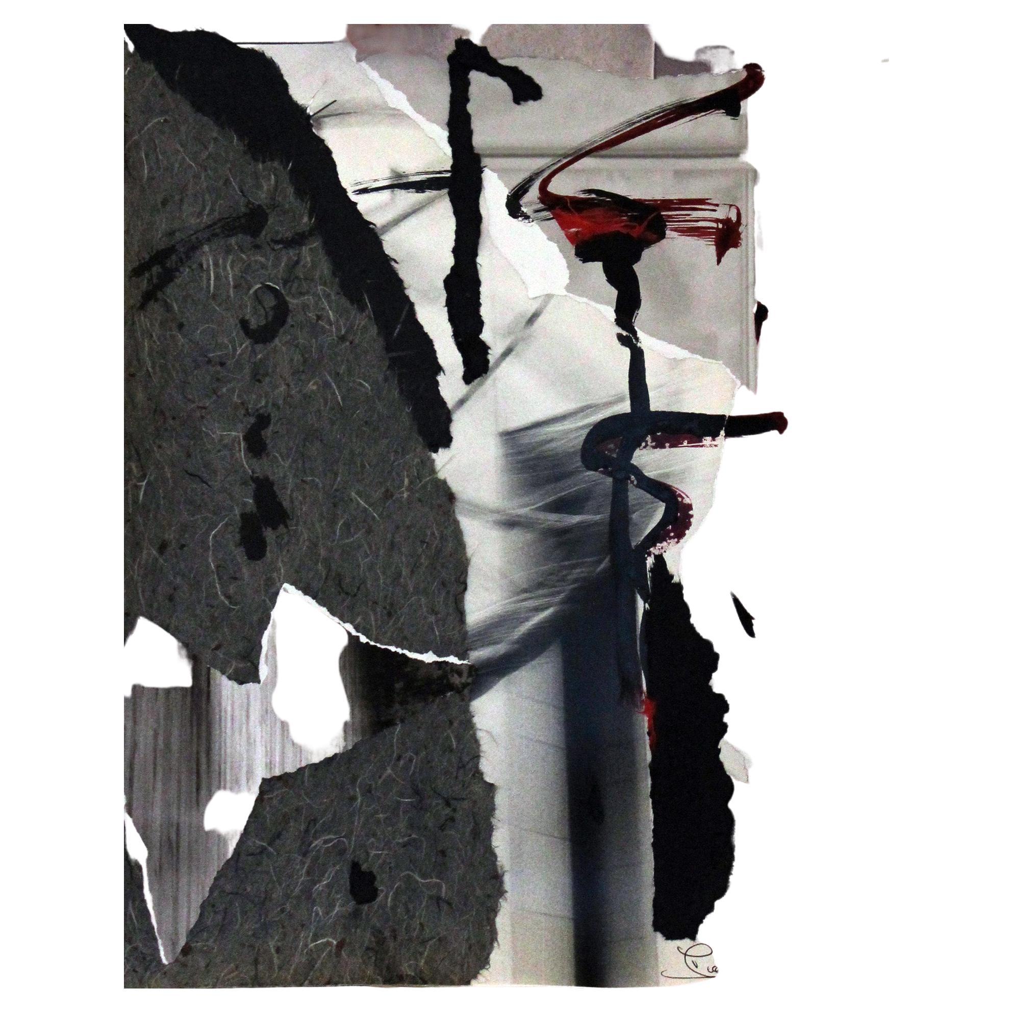 « Grey Study », 2021, collage de médias mixtes en noir, gris et blanc par Diane Love