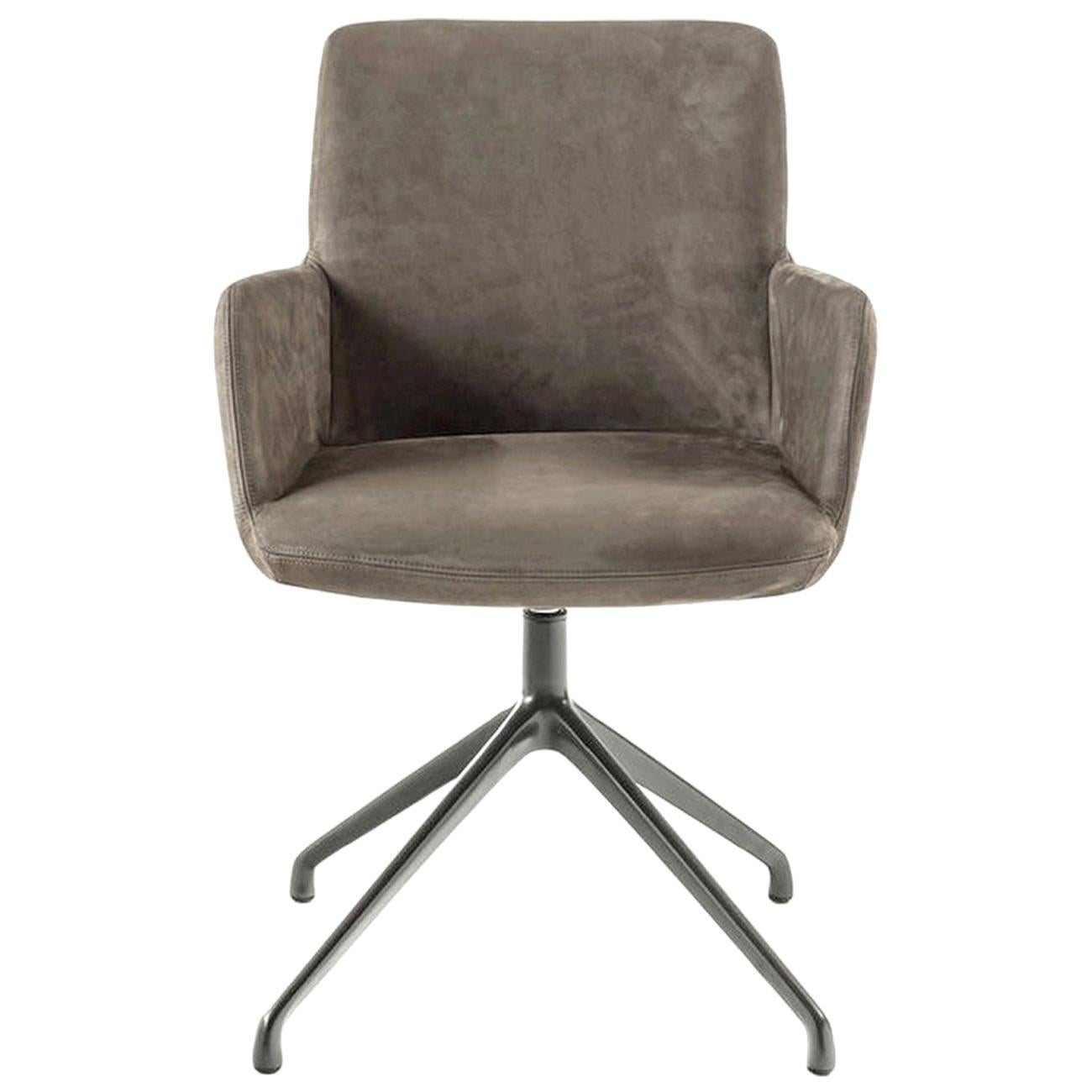 In Stock in Los Angeles, Grey Nabuk Armchair by Claudio Bellini, Made in Italy