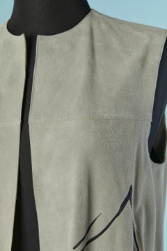 Grey suede ensemble with hand painting drawing CHRISTIAN DIOR