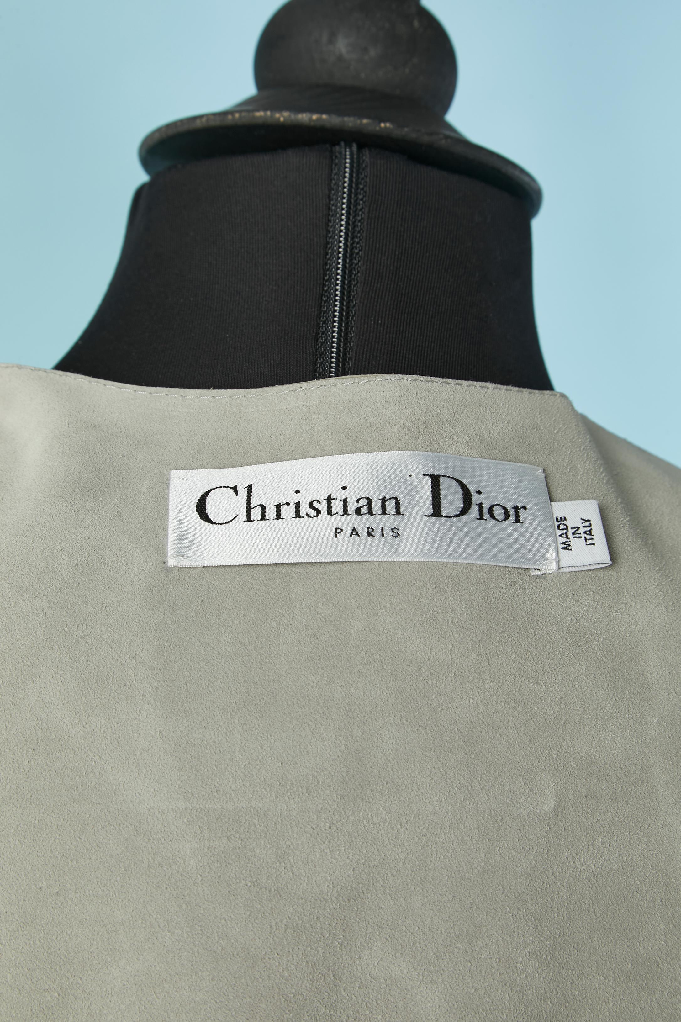 Ensemble en daim gris avec dessin peint à la main CHRISTIAN DIOR en vente 2