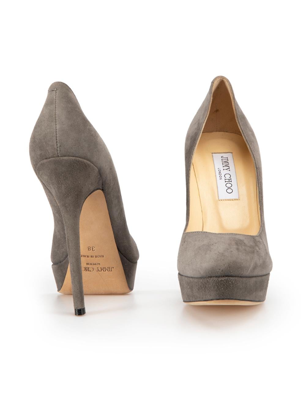 Grey Suede Eros Platform Pumps Size IT 38 In Good Condition For Sale In London, GB