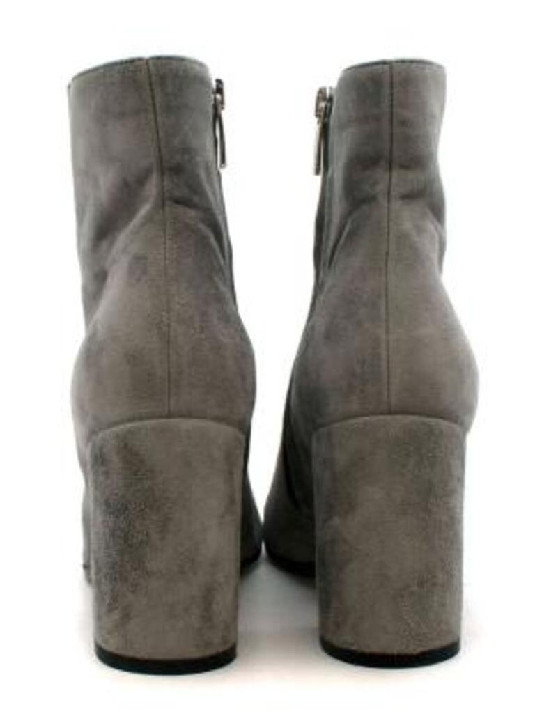 Grey Suede Heeled Ankle Boots For Sale at 1stDibs
