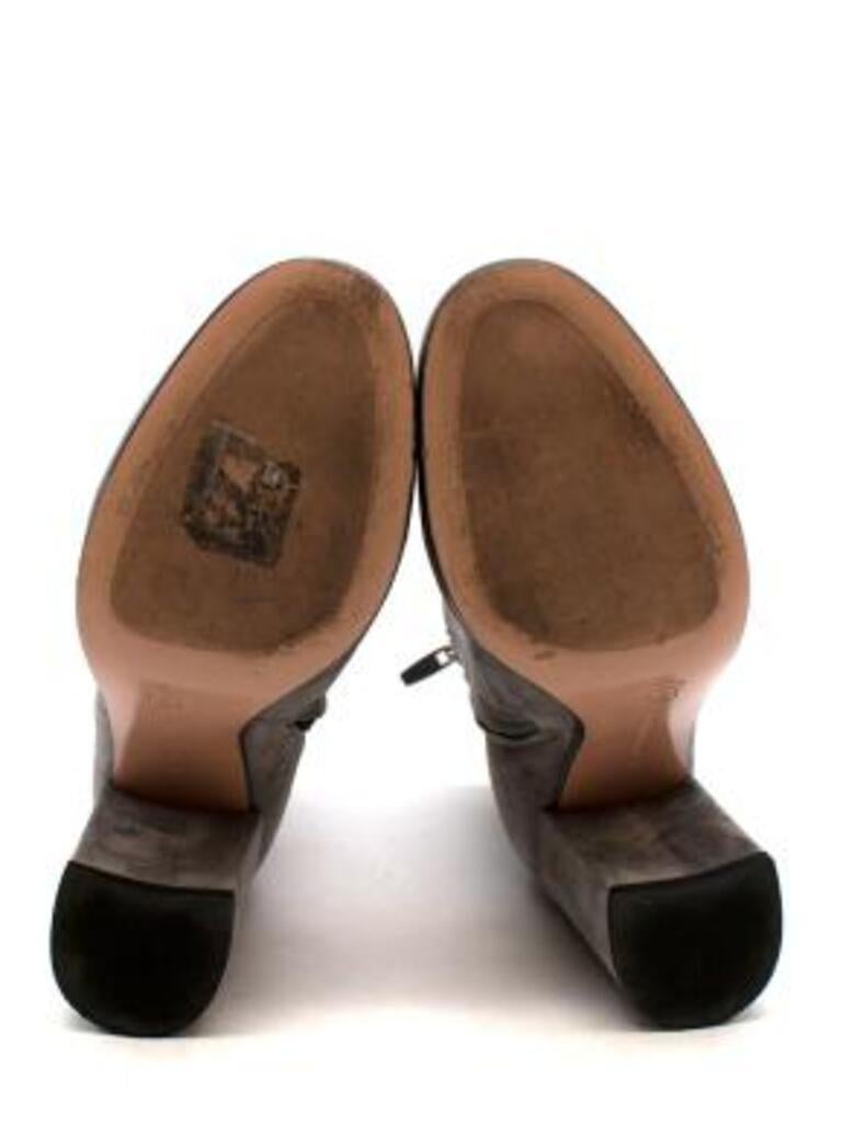 Grey Suede Heeled Ankle Boots For Sale 2