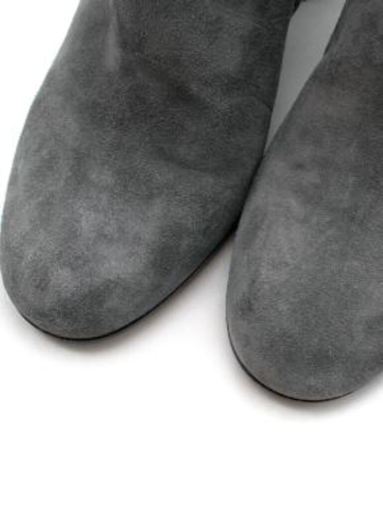 Grey Suede Heeled Ankle Boots For Sale 3