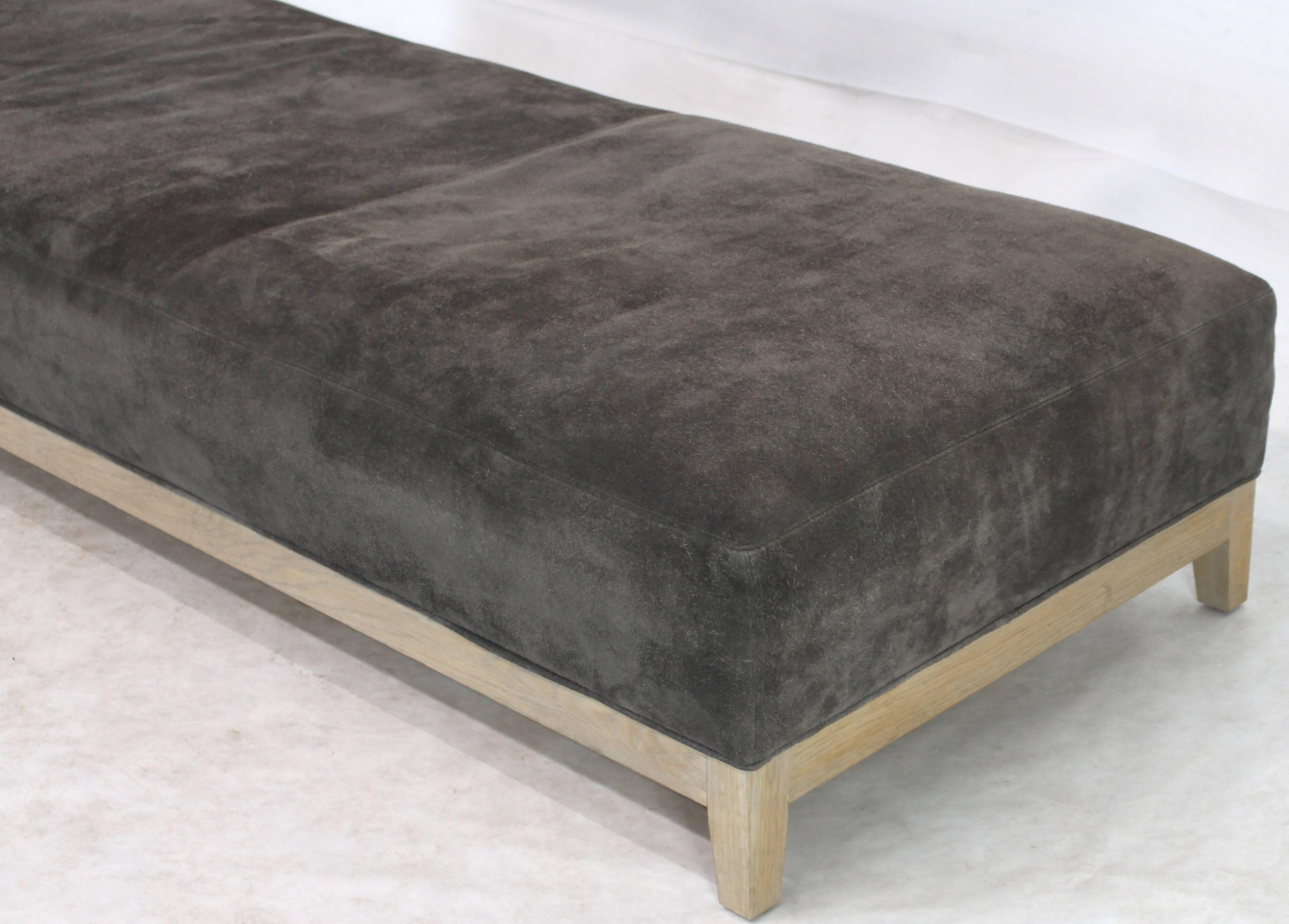 American Grey Suede Leather Limed Oak Frame Daybed
