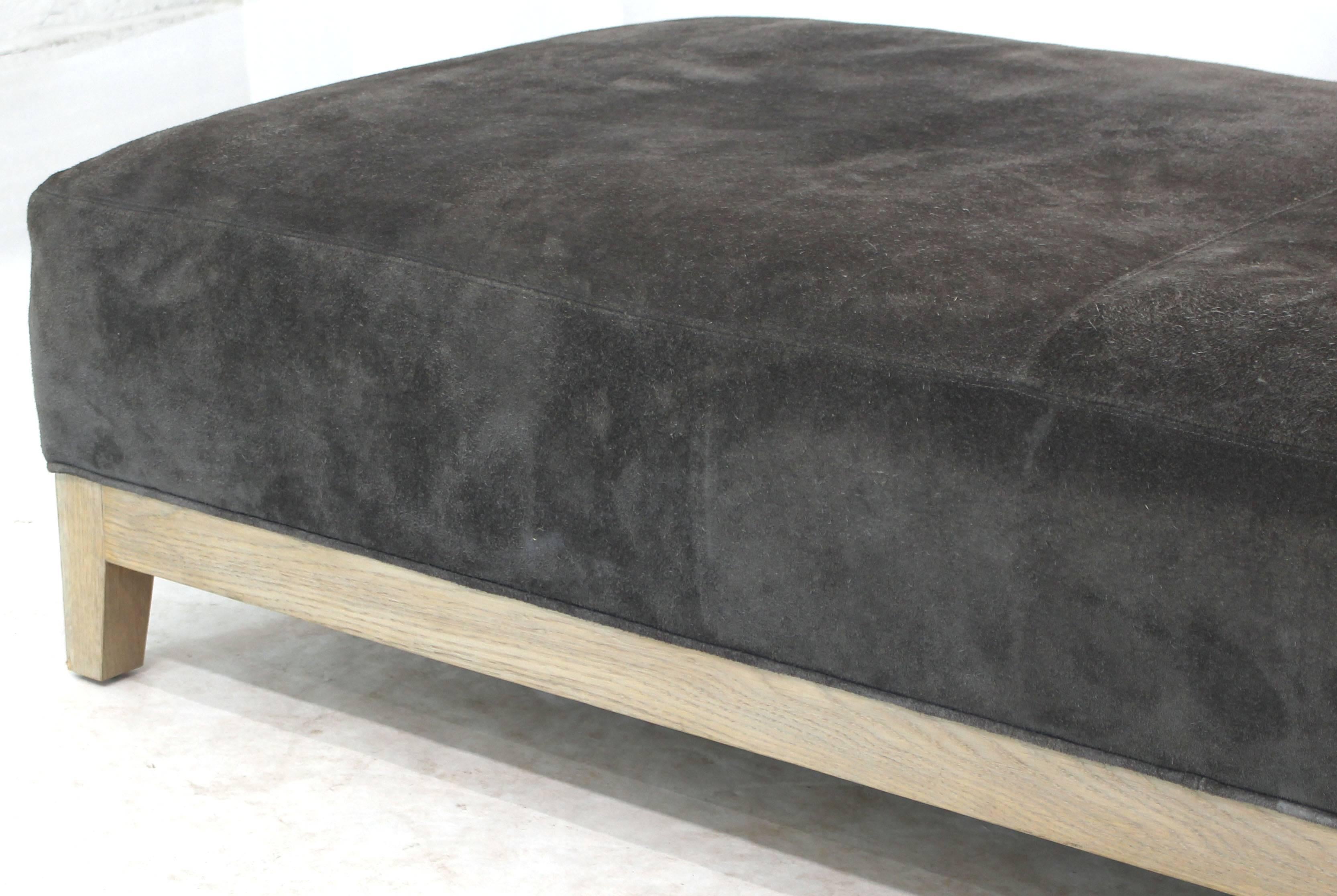 Grey Suede Leather Limed Oak Frame Daybed In Good Condition In Rockaway, NJ