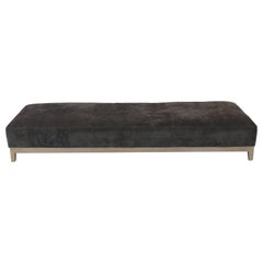 Grey Suede Leather Limed Oak Frame Daybed