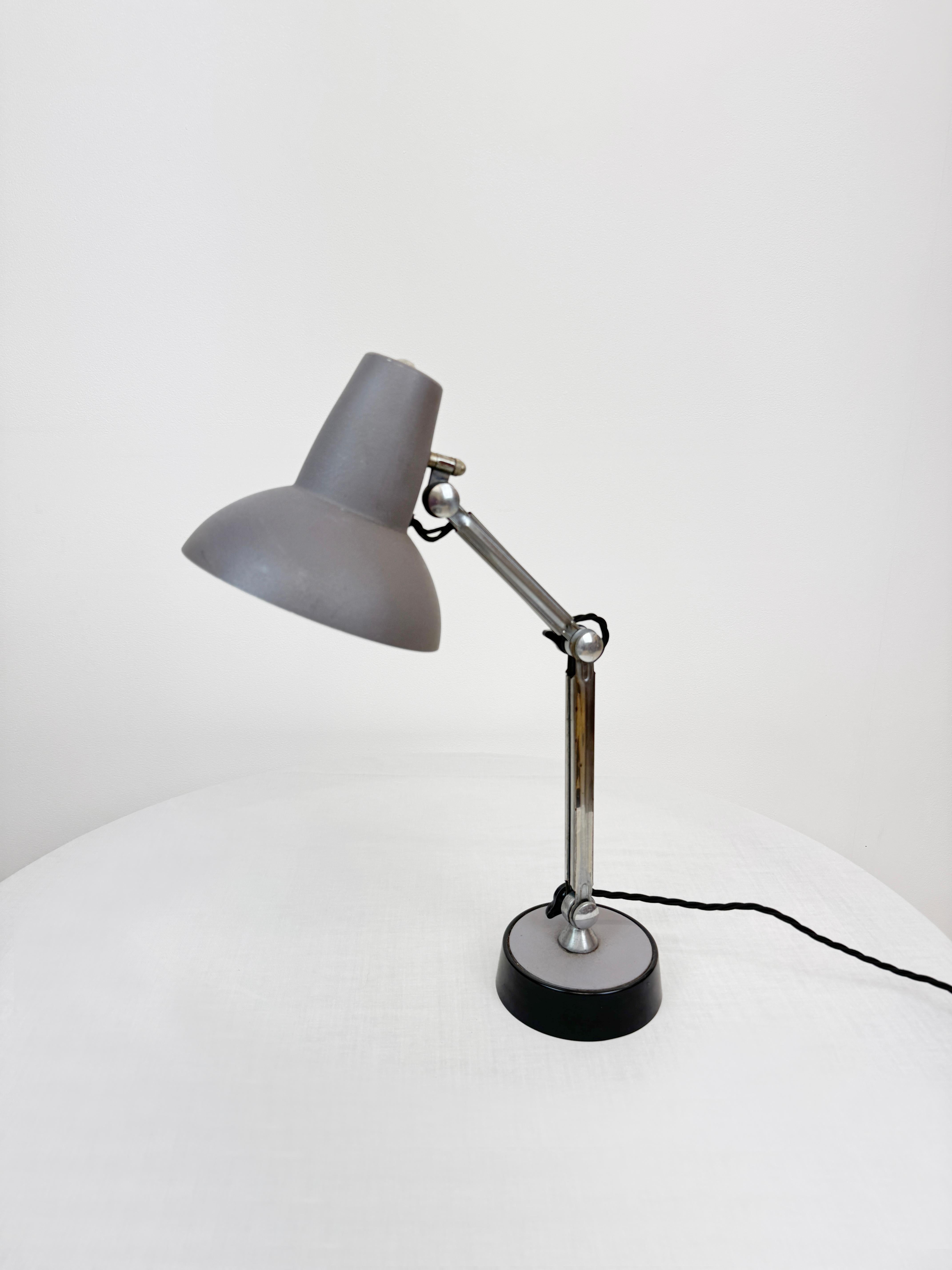 Mid-Century Modern Grey Super Chrome Desk Lamp, France 1960's