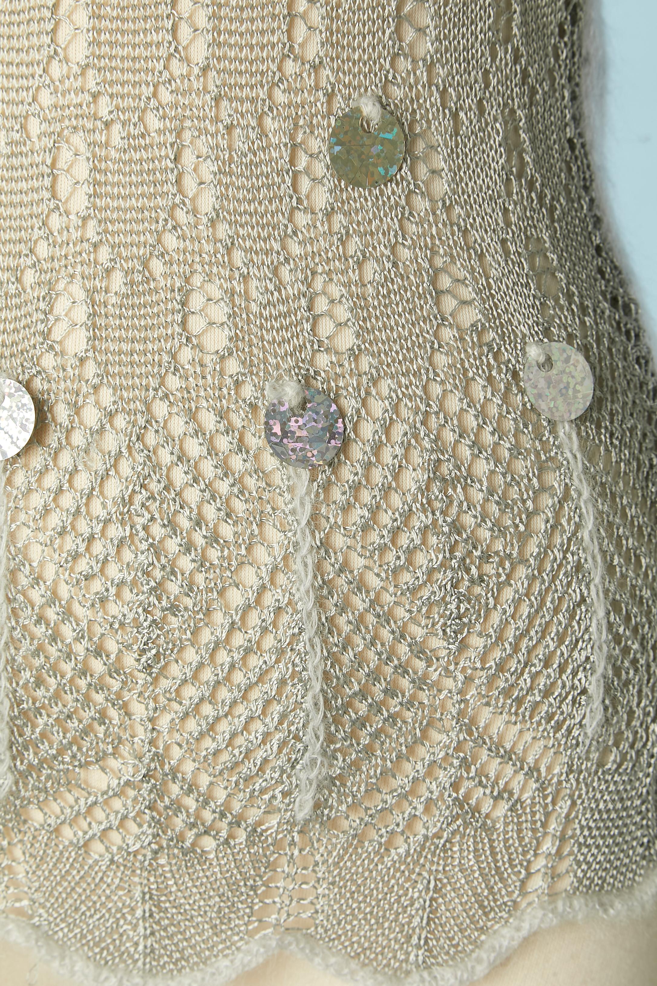Jersey gris con adorno de lentejuelas y sobremangas Christian Lacroix Bazar Beige en venta