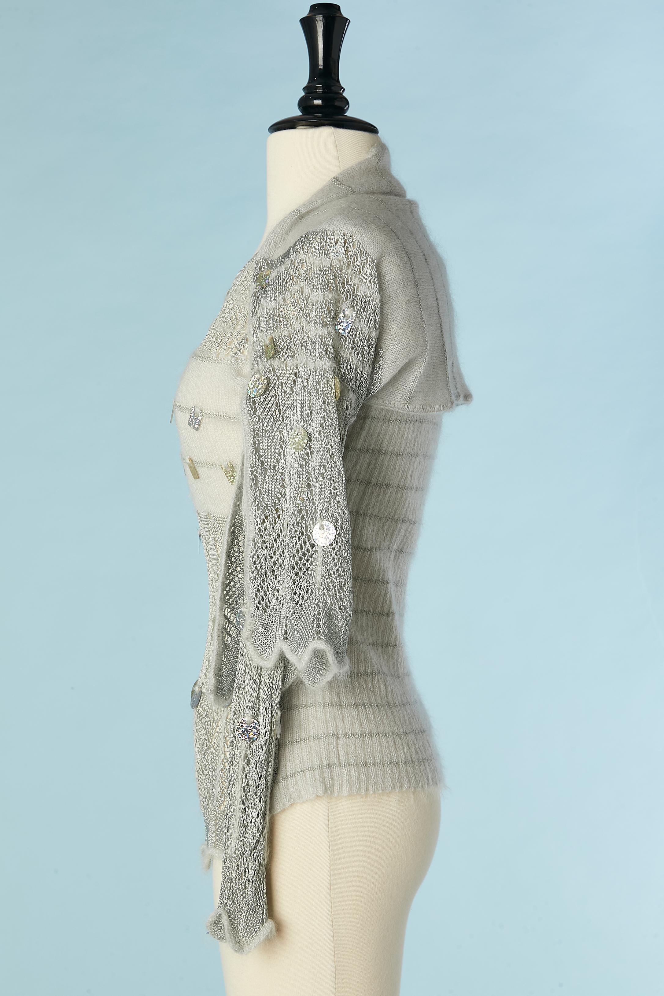 De las mujeres Jersey gris con adorno de lentejuelas y sobremangas Christian Lacroix Bazar en venta