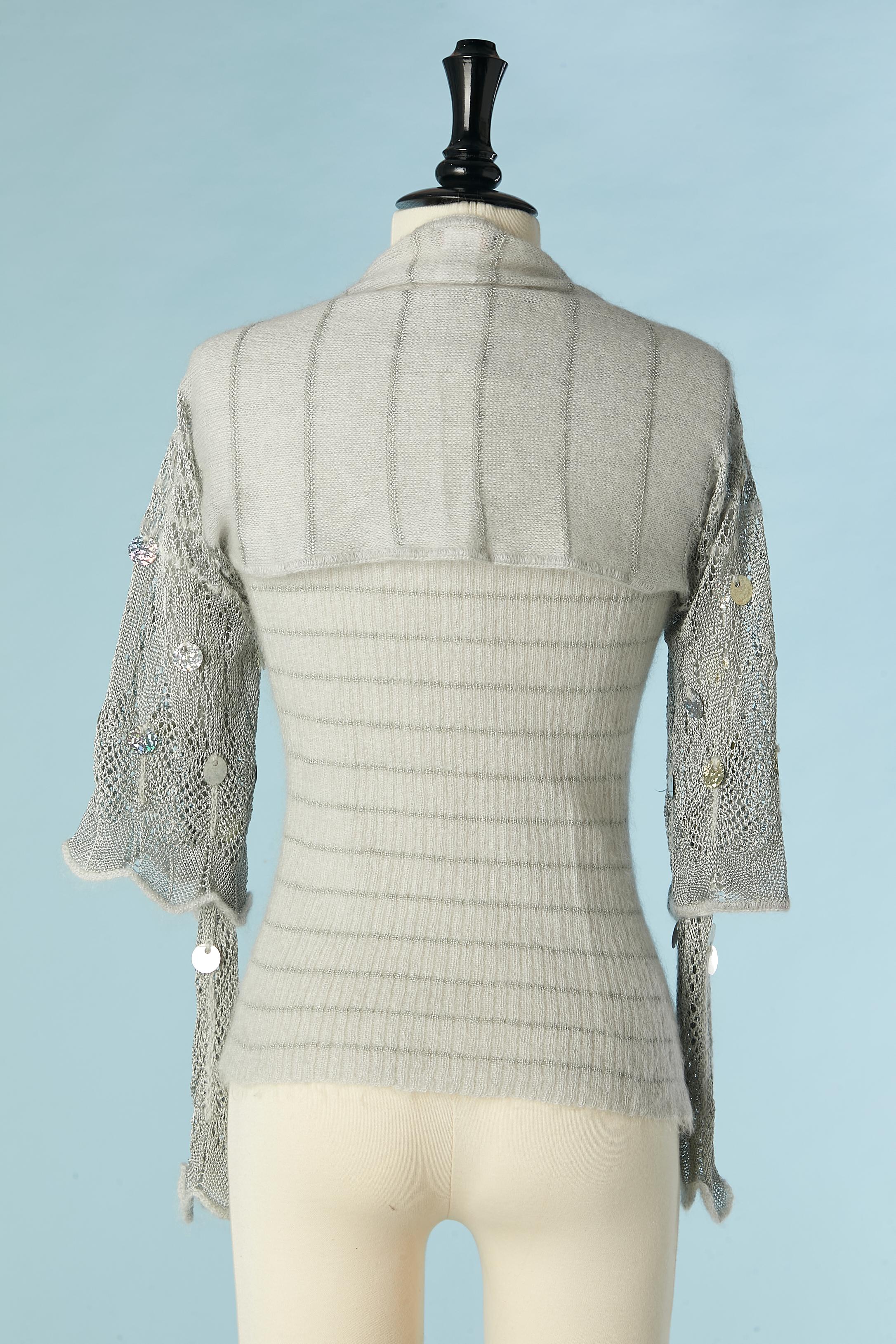 Jersey gris con adorno de lentejuelas y sobremangas Christian Lacroix Bazar en venta 1