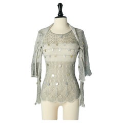 Pull gris à manches et ornements en sequins Christian Lacroix Bazar