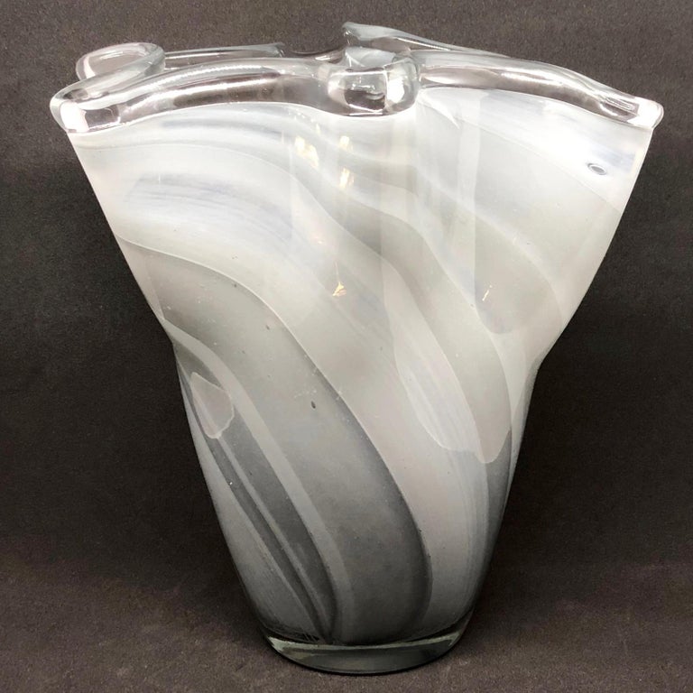 Grey Swirl Glass Murano Glass Vase by Fazzoletto at 1stDibs