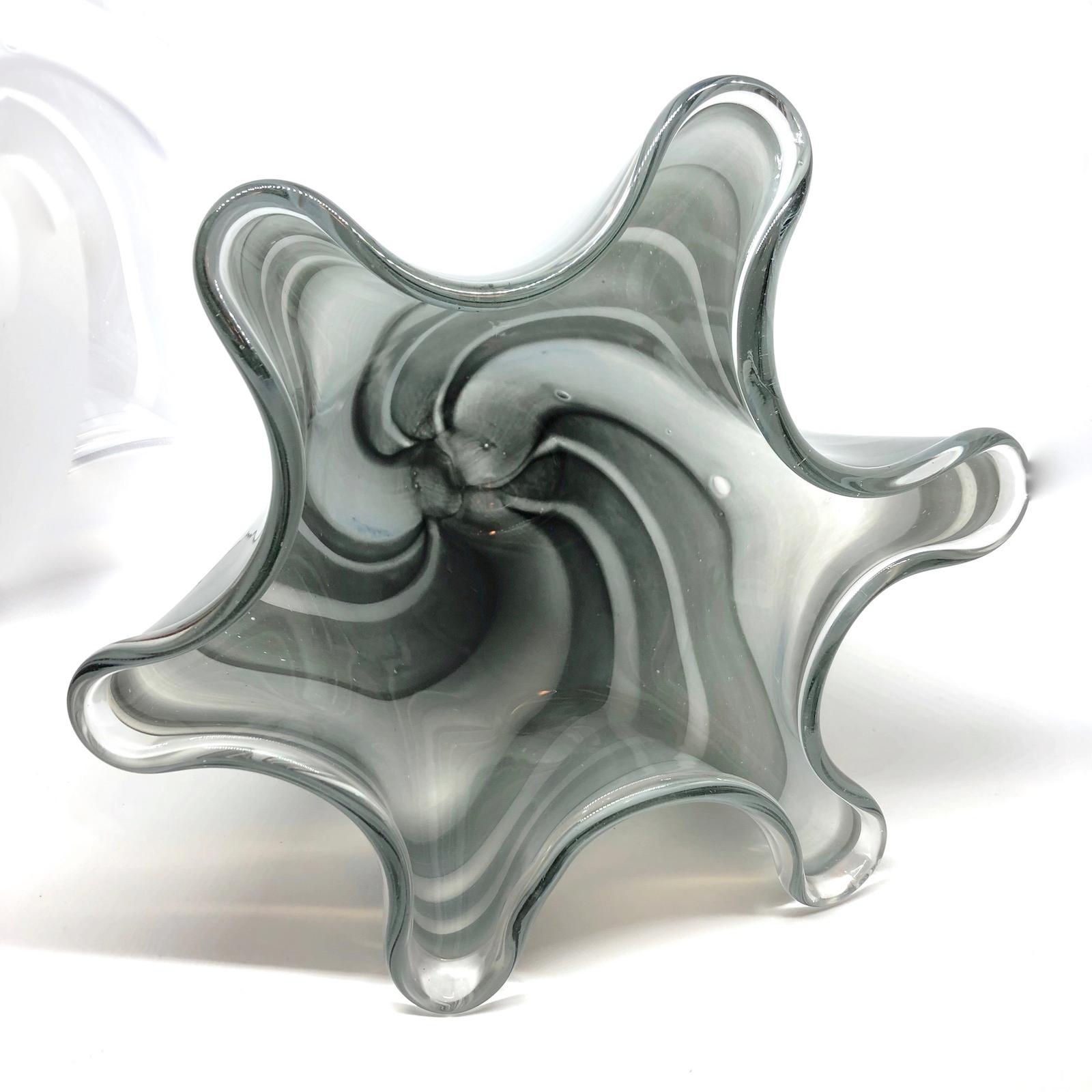 Late 20th Century Grey Swirl Glass Murano Venetian Glass Vase by Fazzoletto