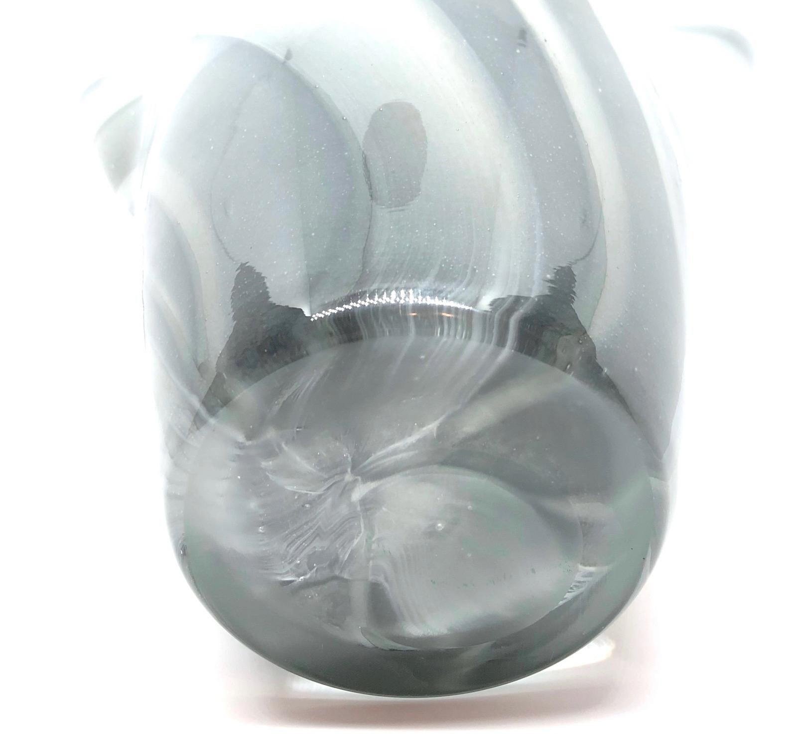 Murano Glass Grey Swirl Glass Murano Venetian Glass Vase by Fazzoletto