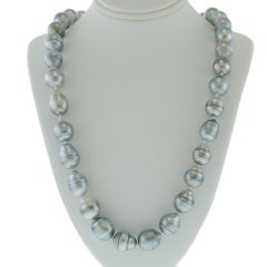 Grey Tahitian Baroque Pearl Strand Necklace with Sterling Silver Clasp