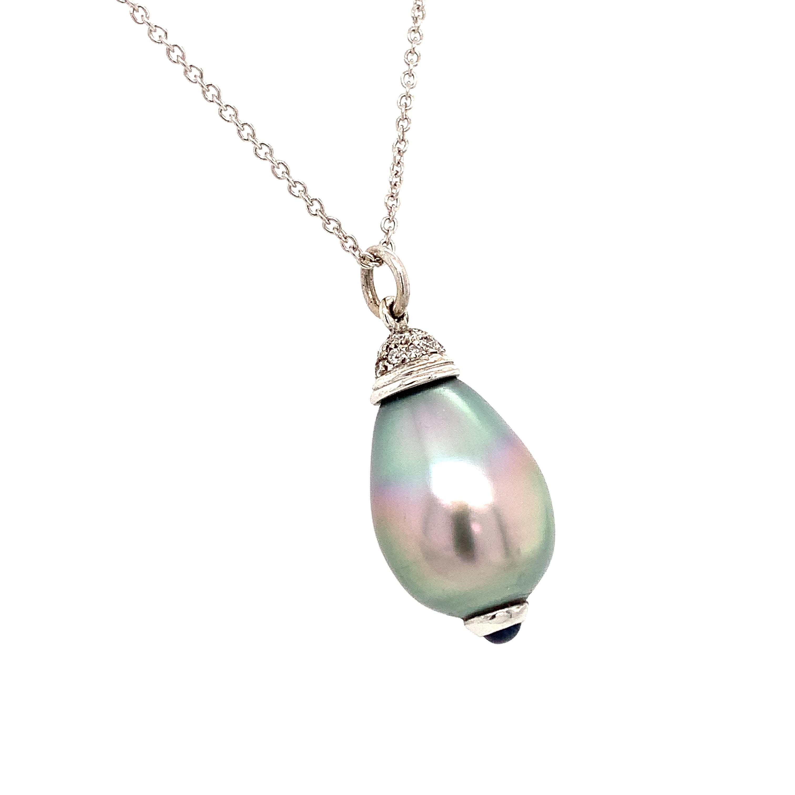 Collana con perle di Tahiti grigie e diamanti in oro bianco 18 carati In condizioni Nuovo in vendita a London, GB